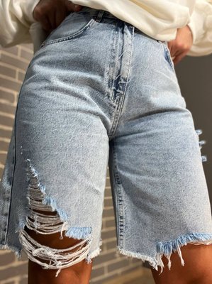 Шорти джинс ITS"BASIC 2828 бермуди STRAIGHT FIT рвані світло-блакитний 100% коттон Туреччина 2828 фото