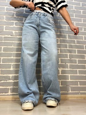 Джинси I 8 DENIM 51896 BAGGY jeans резинка,напис блакитний, широкі від бедра 100% коттон Туреччина 51896 фото