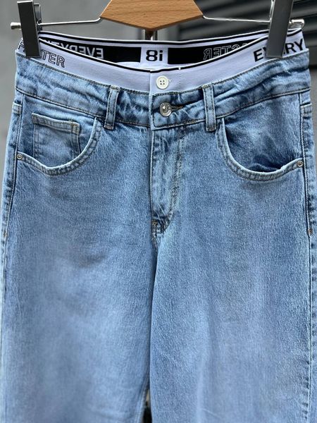 Джинси I 8 DENIM 51896 BAGGY jeans резинка,напис блакитний, широкі від бедра 100% коттон Туреччина 51896-5 фото