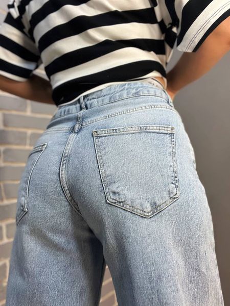 Джинси I 8 DENIM 51896 BAGGY jeans резинка,напис блакитний, широкі від бедра 100% коттон Туреччина 51896 фото