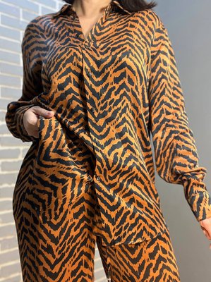 Костюм MIX RAY 4375 брюки палаццо з сорочкою леопард, оверсайз 100% віскоза Туреччина 4375 фото