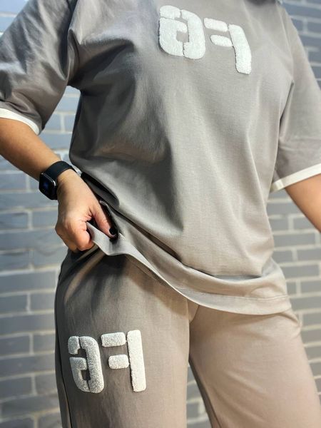 Костюм CAPPITONE 101190 футболка ,нашивка FG, брюки широкі від бедра на резинці 100% коттон  Туреччина 101190-4 фото