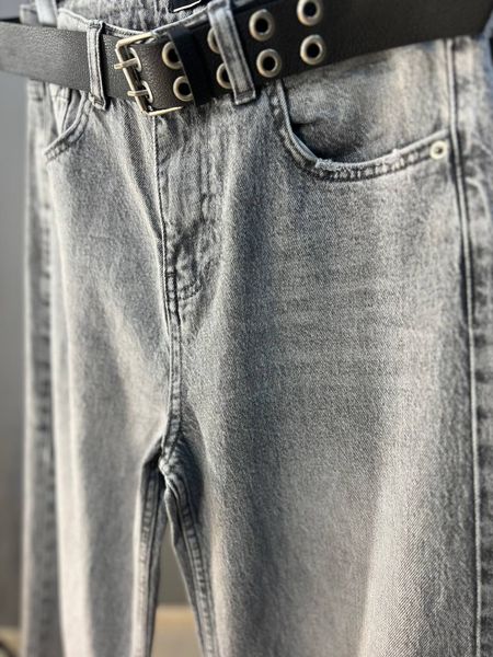Джинси SESSANTA 16601 WIDE LEG PALAZZO збільшені розміри , полубатал ,широкі від бедра, чорний ремінь 100% коттон Туреччина 16601-2 фото