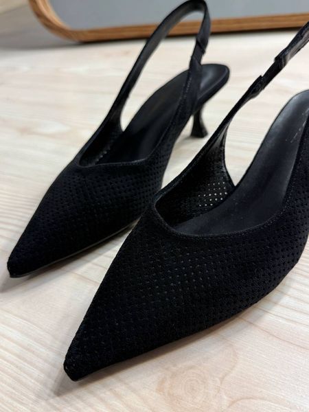 Туфлі жіночі Meideli 2051-37 slingback човники замшеві з перфорацією чорні 2051-37 фото