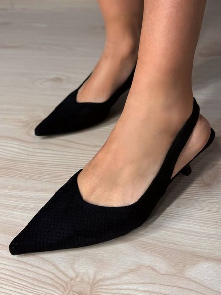 Туфлі жіночі Meideli 2051-37 slingback човники замшеві з перфорацією чорні 2051-37 фото