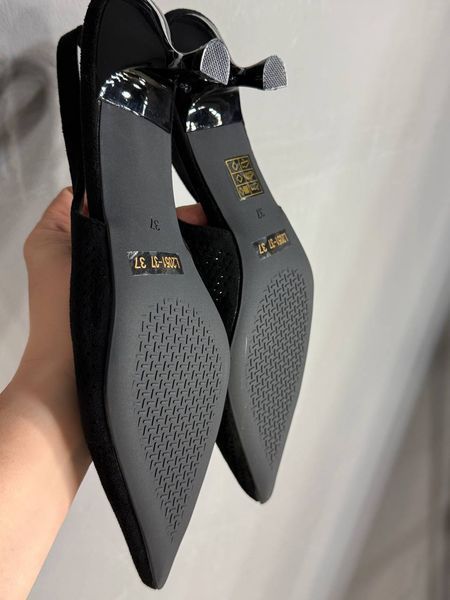 Туфлі жіночі Meideli 2051-37 slingback човники замшеві з перфорацією чорні 2051-37 фото