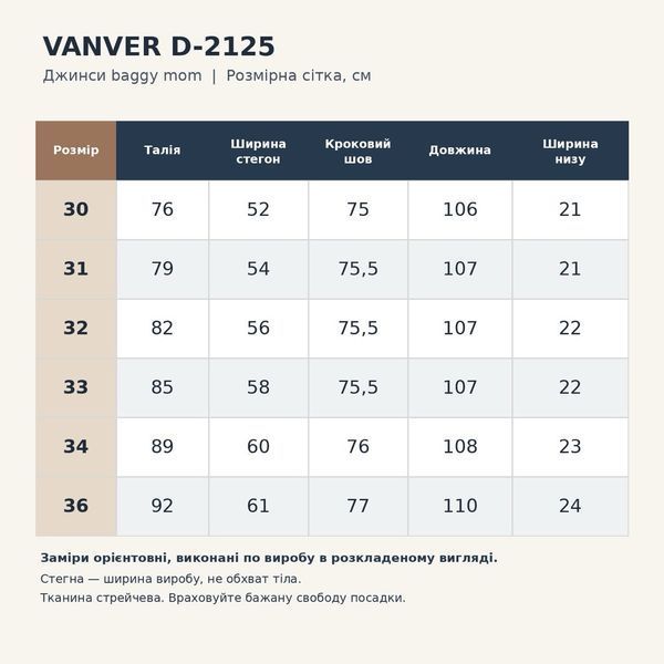 Джинси жіночі Vanver D-2125 baggy mom банани стрейчеві темно-сині D-2125 фото