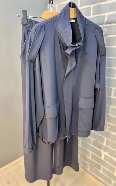 Костюм женский CREP 99231 кардиган оверсайз с брюками палаццо графит 99231 фото