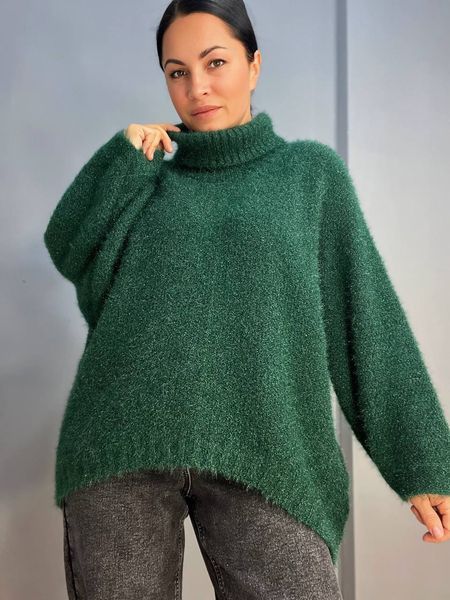 Свитер женский MY FASHION 3267 паутинка оверсайз широкий воротник хомут удлиненный 3267 фото