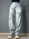 Джинсы женские Its Basic 2952-1-12 skater jeans широкие рваные голубые 2952-1-12 фото 1
