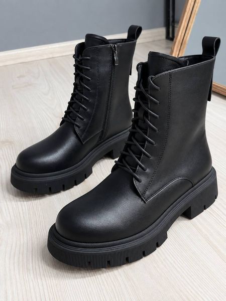 Ботинки женские Meideli M1680 кожаные на тракторной подошве черные M1680 фото