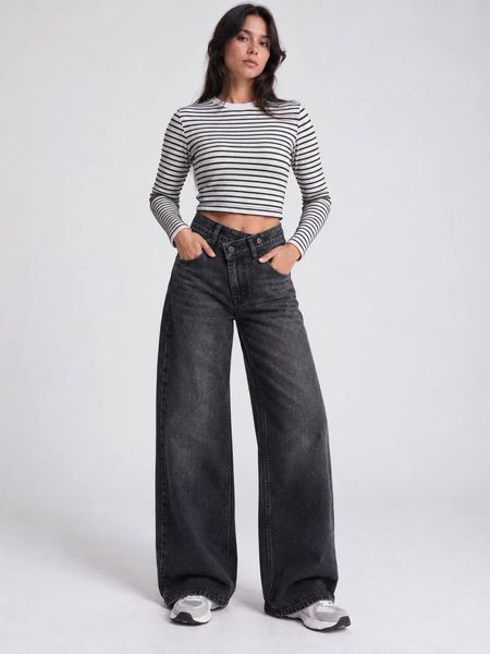 Джинси жіночі It&rsquo;s Basic 4935-2W6-1 straight fit прямі з асиметричним поясом чорні 4935-2W6-1 фото