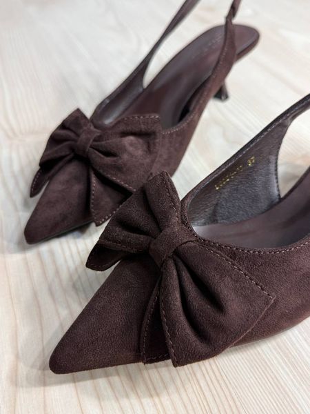 Туфлі жіночі Meideli 2051-13 slingback човники з бантом на підборах коричневі 2051-13 фото