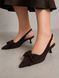 Туфлі жіночі Meideli 2051-13 slingback човники з бантом на підборах коричневі 2051-13 фото 1