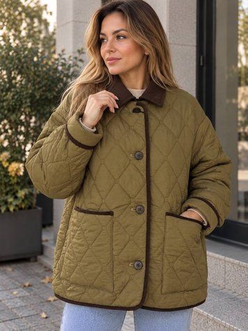 Куртка жіноча Lady Yep 9090 сорочка оверсайз стьобана демісезонна коричнева 9090 фото