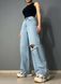 Джинсы женские Its Basic 3311-1 super baggy широкие рваные голубые 3311-1 фото 7