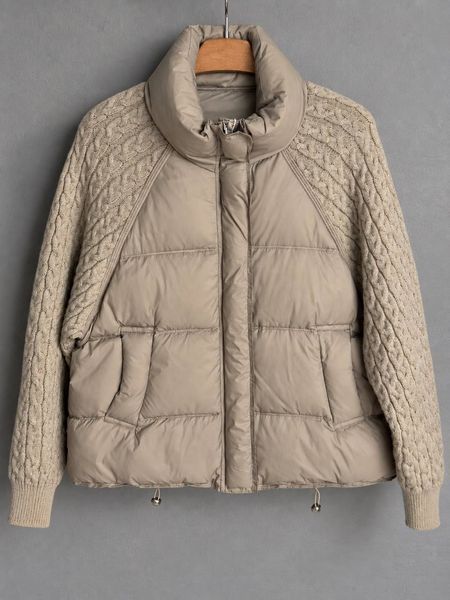 Куртка жіноча YZY 30790 пуховик oversize з в&rsquo;язаними рукавами демісезонна one size 30790 фото