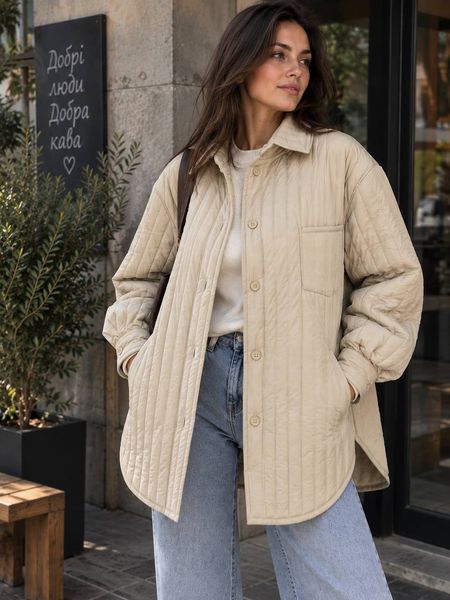 Куртка жіноча Lady Yep 9089 сорочка подовжена оверсайз стьобана демісезонна one size 9089 фото