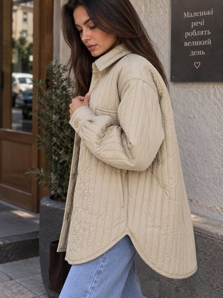 Куртка жіноча Lady Yep 9089 сорочка подовжена оверсайз стьобана демісезонна one size 9089 фото