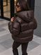 Куртка женская Lady Yep 30508 глянцевая пуффер с капюшоном оверсайз коричневая 30508 фото 3
