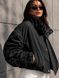 Куртка жіноча Lady Yep 30575 утеплена вітрівка-бомбер оверсайз з драпірованими рукавами чорна 30575 фото 2