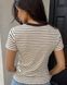 Футболка женская A-NIUSHOW 25190 полосатая базовая контрастный воротник one size коричневая 25190 фото 2