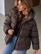 Куртка жіноча Lady Yep 30390 пуффер з капюшоном та затяжкою на талії коричнева 30390 фото 4