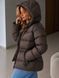 Куртка жіноча Lady Yep 30390 пуффер з капюшоном та затяжкою на талії коричнева 30390 фото 3