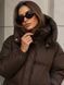Куртка жіноча Lady Yep 10005 дута пуффер з капюшоном коричнева 10005 фото 3