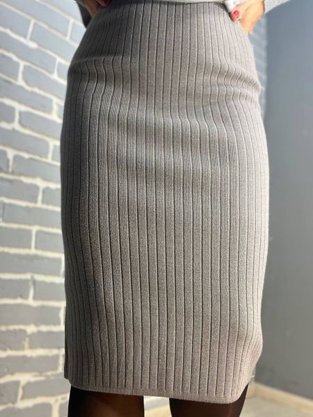 Женская юбка My fashion 478 вязка широкий рубчик разрез средняя длина 478 фото