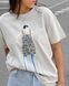 Футболка женская Pepper&Mint 24-65 oversize с принтом девушки хлопковая светло-серая 24-65 фото 3