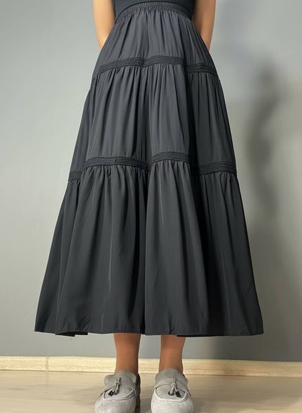 Юбка женская FF-HFQ 1865 длинная ярусная с кружевом талия на резинке one size 1865 фото
