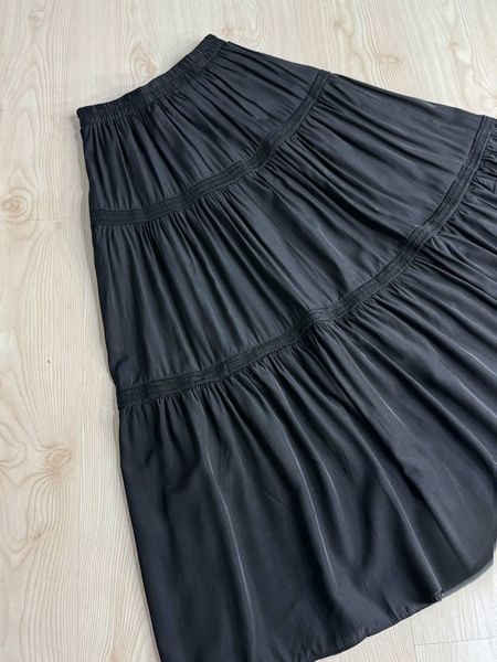 Юбка женская FF-HFQ 1865 длинная ярусная с кружевом талия на резинке one size 1865 фото
