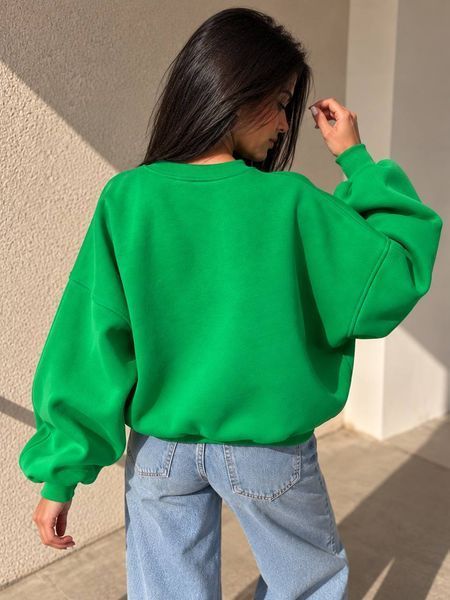 Світшот жіночий OLIVIA 2479 oversize утеплений на флісі з вишивкою one size 2479 фото