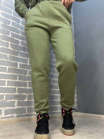 Штани жіночі Pepper&mint 24-13 спортивні джоггери резинка на талії утеплені хакі 24-13 фото