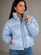 Куртка жіноча Lady Yep 10015 коротка глянцева пуффер блакитна 10015 фото 1