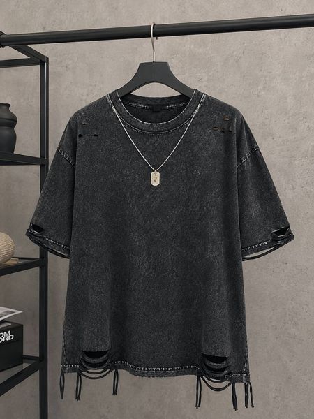 Футболка жіноча YUJIE YISHANG 8612 варена оверсайз з кулоном one size чорна 8612 фото