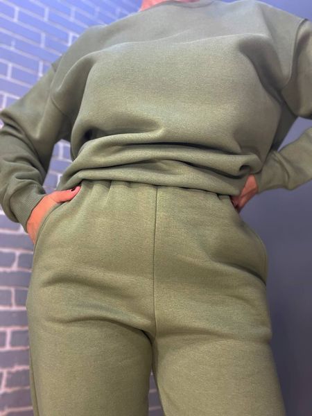 Штаны женские Pepper&mint 24-13 спортивные джоггеры резинка на талии утепленные хакі 24-13 фото