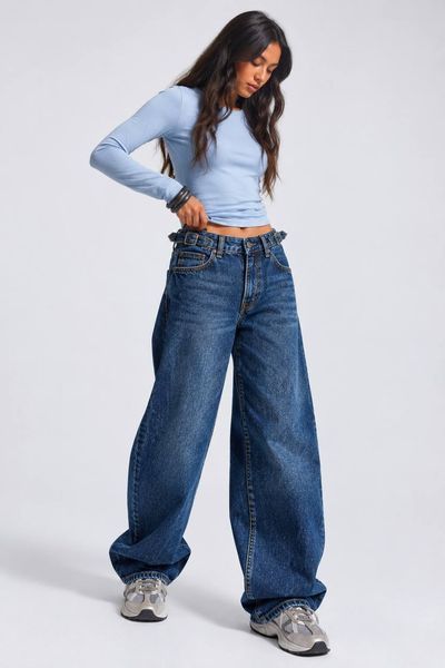 Джинси жіночі It&rsquo;s Basic 2961-2W6-5 Wide Leg baggy jeans з регулюванням пояса сині 2961-2W6-5 фото