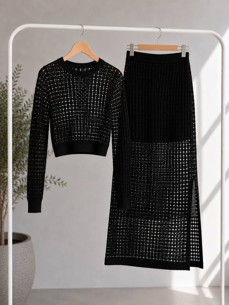 Костюм жіночий MINTAS 4204-2414 з ажурним регланом і довгою спідницею one size 4204-2414 фото