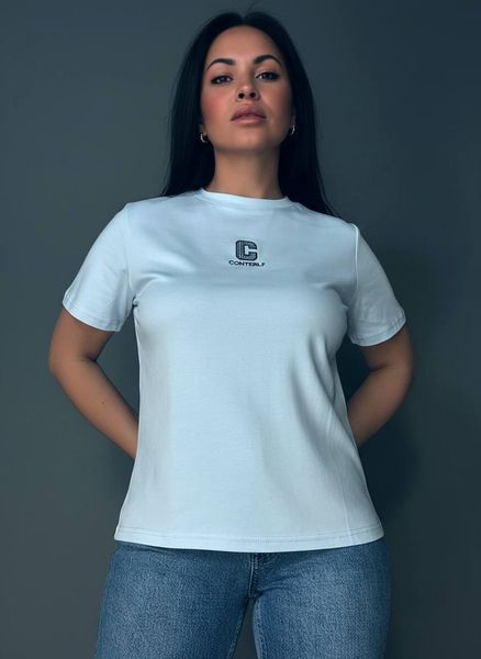 Футболка жіноча A-NIUSHOW 30337-3 базова однотонна з вишивкою літерою С one size 30337-3 фото