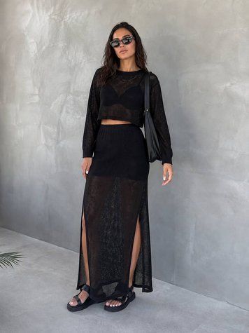 Костюм женский Mintas 2418-4208 ажурный из сетки с юбкой и регланом one size 2418-4208 фото