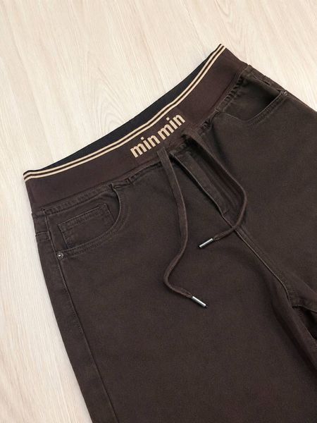 Джинсы женские Vanver 82226 Mom Baggy бананы на резинке большие размеры коричневые 82226 фото