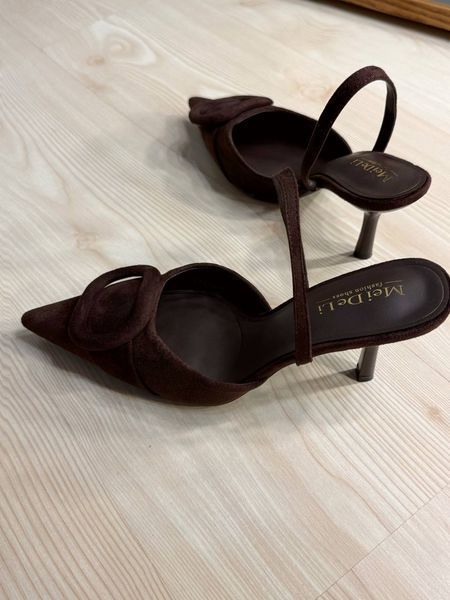 Туфлі жіночі Meideli 566-23 slingback човники з пряжкою екозамша коричневі 566-23 фото