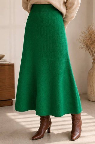 Спідниця жіноча My fashion 2024402 міді трапеція в'язана one size зелена 2024402 фото