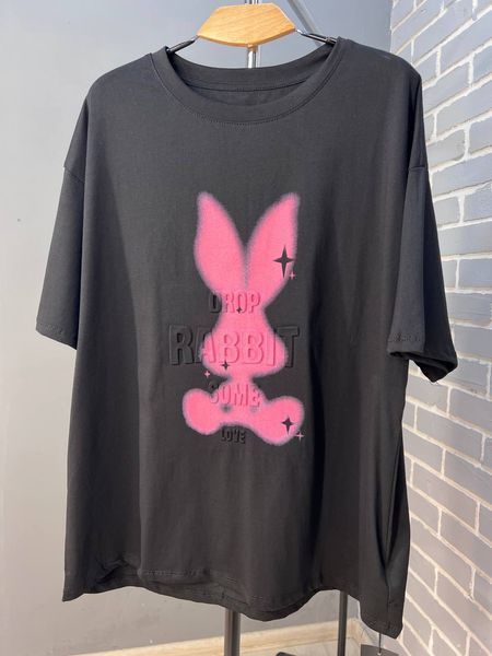Футболка жіноча YIGOU 17 напис малюнок кролик RABBIT оверсайз подовжена one size 17 фото