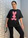 Футболка жіноча YIGOU 17 напис малюнок кролик RABBIT оверсайз подовжена one size 17 фото 1