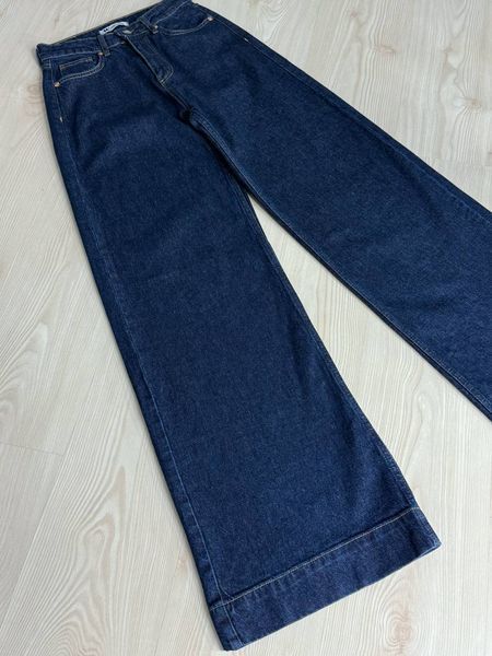 Джинси жіночі Mikaletta G-10 wide leg палаццо кльош з манжетом темно-сині G-10 фото