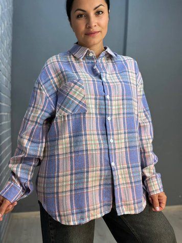 Сорочка жіноча Baoyu 225 картата оверсайз фланель подовжена спинка one size 225 фото