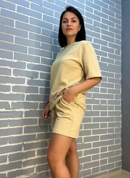 Костюм жіночий Pepper&mint 24-0101 футболка с шортами оверсайз бежевий 24-0101 фото